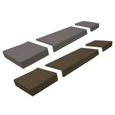 four different types of bench cushions on a white background