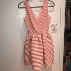 Nwt: Never Worn Size: Small Color: Blush/Pink Body: 100% Polyester Lining: 96% Polyester, 4% Spandex Pink Stretch Mini Dress With Lining, Pink Stretch A-line Dress, Pink Lined Midi Dress For Night Out, Pink Lined Mini Dress For Spring, Feminine Pink Lined Mini Dress, Pink Lined Feminine Mini Dress, Spring Pink Lined Mini Dress, Spring Lined Pink Mini Dress, Pink Stretch V-neck Midi Dress