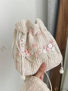 Bird in Bag - Elegant Floral Woven Bridal Handbag with Lace Embroidery Bridal Handbag, Bridal Handbags, Bridal Bag, Elegant Embroidery, Bag Elegant, Elegant Color, Lace Embroidery, Elegant Floral, Crochet Handbags