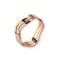 Ripple Elegance: Rose Gold and Platinum Ring-Fashion Rings-StylinArts Inexpensive Fashion, Jewelry Promotion, Trinity Ring, Gold Color Ring, Mixed Metal Jewelry, Wave Ring, Double Ring, Platinum Ring, Cheap Fashion