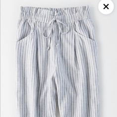 Perfect For Over Bikini/ Beach Or Lake Vibes. Super Light Weight. I’m 5’6 And They Are Like High Waters Which Is Why I’m Selling. Striped Bottoms With Pockets For Beach Season, High Waist Pants With Pockets For Beach Season, Striped High Waist Bottoms For Beach Season, High Waist Striped Bottoms For Beach Season, Striped Linen Bottoms For Day Out, High Waist Striped Pants For Beach, Summer Linen Striped Bottoms, Striped Beach Pants With Pockets, Striped Linen Beach Pants