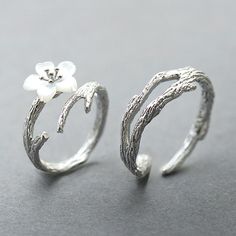 Mentioned price is for a pair of jewelry items i.e. 1 Men's Ring and 1 Women's Ring ---------- HOW TO ORDER ---------- ##################### It is an open ended adjustable size rings set, you can adjust ring size as per your finger size. ##################### - After placing an order please make sure to check Conversations or your inbox to respond back to our messages for prompt processing of your order. -------- WHAT TO EXPECT -------- - We dispatch all jewelry items in an exquisite Jewelry Gift Box + Jewelry Cleaning Cloth + Gift Card -------- ITEM DETAILS -------- Material: White Gold Plated Sterling Silver (All of our jewelry items are anti-allergic and never rust) White Sterling Silver Couples Rings, White Sterling Silver Promise Ring, Handmade Elegant Couple Rings For Wedding, White Couples Promise Ring, Nature-inspired Flower Wedding Rings, Handmade Silver Promise Couple Rings, Delicate Sterling Silver Wedding Jewelry Gift, White Sterling Silver Couple Rings For Anniversary, Silver Sterling Couple Rings For Promise