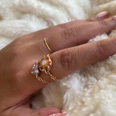 Adjustable Dainty Shell Jewelry, Gold Shell-shaped Ring For Gift, Gold Shell-shaped Gift Ring, 14k Gold Shell Jewelry For Gifts, 14k Gold Filled Shell Shaped Jewelry Gift, Adjustable Gold Shell Ring, Ring Chain, Shell Ring, Chain Ring