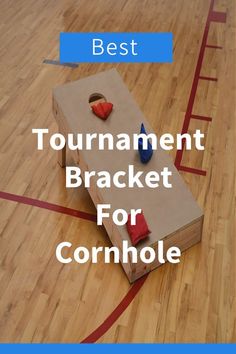 a table with red pillows on it and the words best tournament bracket for cornhole