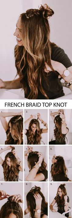 Летние прически (трафик) Hair Knot Tutorial, Double French Braids, Braided Top Knots, Hair Updos Tutorials, Braids For Medium Length Hair, Knot Hair, Top Knot Hairstyles, French Braids, Hair Braiding