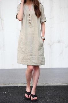 khaki linen dress Pregnancy Dresses, Maxi Outfits, Skirt Casual, Salwar Kamiz, Skirt Skirt, Maxi Dress Cotton, Linen Blouse, Casual Summer Dresses, Cotton Skirt