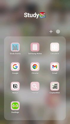 an iphone screen with the text study on it, and icons displayed in different colors