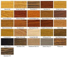 the different colors of wood are shown in this chart