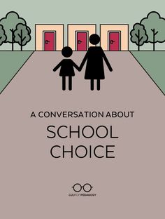 the cover of a conversation about school choice, with an image of two people holding hands