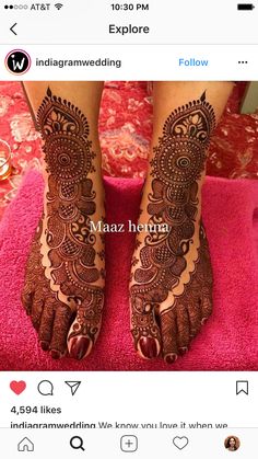 the feet are decorated with henna