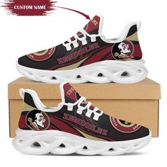 Personalized Name Florida State Seminoles Mascot Max Soul Sneakers Running Sports Shoes For Men Women Breathable Low-top Running Shoes For Sports, Functional Breathable Sneakers For Jogging, Breathable Sneakers For Sports Training, Breathable Training Sneakers For Sports Season, Sporty Breathable Running Shoes For Sports Events, Breathable Sneakers For Sports, Breathable Sneakers For Sports Events, Breathable Sportswear Sneakers For Sports Events, Breathable Low-top Running Shoes For Sports Events