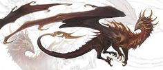 a drawing of a dragon with long wings