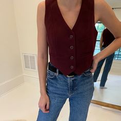 Brand New Beautiful Burgundy Corduroy Vest. Perfect For Transitioning To Fall. Size Is Xs, But It Runs A Little Big Imo And Would Fit A Size Small As Well. Corduroy Vest, House Of Harlow 1960, House Of Harlow, Color Purple, Womens Tops, Size Small, Brand New, Purple, Red