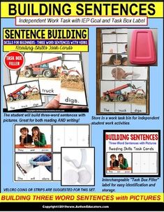 an advertisement for building sentences with pictures