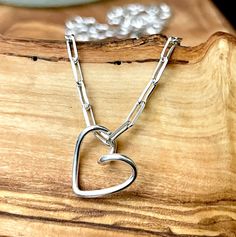 925 Sterling Silver Heart Necklace with floating 3d heart charm. 925 Sterling Silver Paperclip/Staple Chain Girlfriend Valentine Gift, Silver Heart Necklace, Galentine Gift for Best Friend, Valentine Gift for Wife, Heart Necklace, Womens Heart Jewelry, Valentines Day Jewelry for Her, Galentine Necklace, Galentines Day Gift Sterling Silver Charm Necklaces With Box Chain, Sterling Silver Charm Necklace With Box Chain, Sterling Silver Box Chain Charm Necklaces, Sterling Silver Charm Necklace With Cable Chain For Anniversary, Sterling Silver Cable Chain Charm Necklace For Anniversary, Valentine's Day Sterling Silver Cable Chain Jewelry, Silver Heart Necklace With Box Chain Gift, Sterling Silver Heart Pendant Charm Necklace With Cable Chain, Valentine's Day Gift Jewelry With Cable Chain