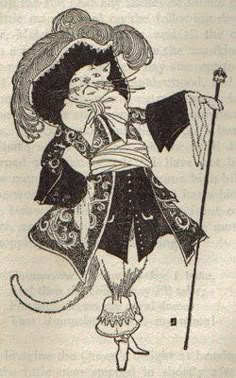 an old drawing of a girl holding a flag and wearing a pirate costume with a cat on her back