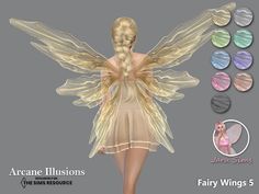 the fairy wings are all different colors and sizes, but there is no image to describe