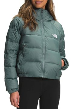 Hyalite Hooded Down Jacket | Nordstrom North Face Hydrenalite, The North Face Puffer, Down Winter Coats, Warm Winter Jackets, Cropped Puffer Jacket, Transition Outfits, Green Hoodie, Drawstring Hoodie, Womens Gloves