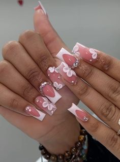 Pink 90s Nails, Dope Nail Designs Short Length, Nail Inspo Medium Length, Mexican Nails Designs, Medium Length Acrylic Nails, Shorties Nails, Henna Nails, Medium Nails