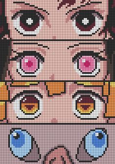 an image of four different eyes in pixel art