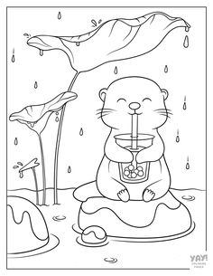 a beaver is sitting in the rain and holding an umbrella