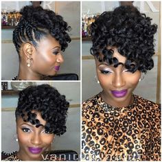 Vanity by Dani'T ~ Twist up and crochet curls!!! Flat Twist Updo With Curls, Updo Crochet Hairstyles, Twisted Updo Natural Hair, Updos For Natural Black Hair, Updo For Natural Hair, Flat Twist Updo Natural Hair, Crochet Updo, Crochet Curls, Natural Updo