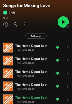 the home depot music player on an iphone, with other audio and text options highlighted