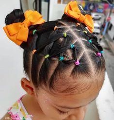 Halloween Hairstyles for Kids Easy Rubber Band Hairstyles, Rubber Band Hairstyles For Kids, Toddler Hairstyles Girl Fine Hair, Band Hairstyles, Baby Girl Hairstyles Curly, Easy Toddler Hairstyles, Rubber Band Hairstyles, Cute Toddler Hairstyles, Easy Little Girl Hairstyles