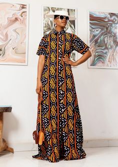 "PRODUCT DETAILS: Designed in the U.S., hand-crafted in Africa Delivery within 2 weeks Multiple prints available Introducing our stunning \"Beautiful Color Up\" Print Kaftan Dress, a perfect blend of African style, bohemian elegance, and contemporary fashion. Crafted with meticulous attention to detail, this exquisite kaftan dress is designed to make you feel effortlessly stylish and utterly confident wherever you go. The vibrant and eye-catching print showcases a harmonious fusion of colors, re Long Kaftan Dress African, Style Africain, African Ankara, African Inspired Fashion, Ankara Fabric, African Print Fashion, African Wear, Kaftan Dress, African Inspired