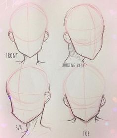 a drawing of the head and shoulders of a man's head with different angles