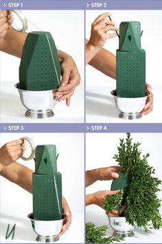 the instructions for making a christmas tree in a juicer are shown here and below