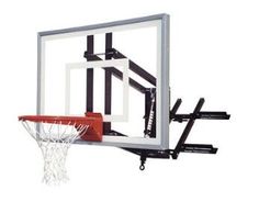 a basketball hoop with an orange and white backboard attached to the side of it