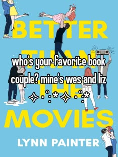 two people standing next to each other with the text better than who's your favorite book couple? mine was and iz movies