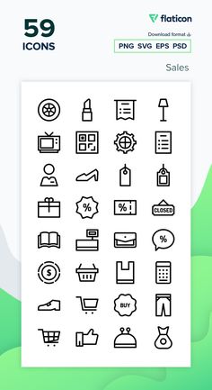 the icon pack includes icons such as shopping bags and other items, but also for sale