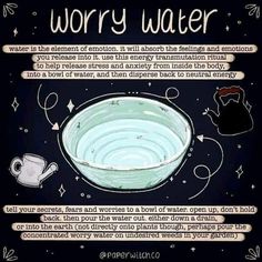 Worry Water, Water Witch, Green Witchcraft, Eclectic Witch, Witchcraft Spell Books, Witch Spell Book