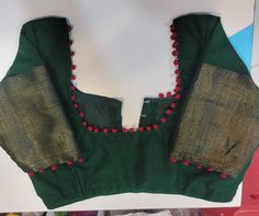 potli work on neck and sleeves Potli Blouse Design, Potli Button Neck Designs, Simple Blouse Design, Netted Blouse Designs, Traditional Blouse Designs, Net Blouses, Simple Blouse Designs, Simple Blouse, Blouse Design