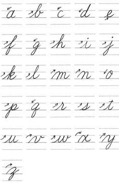 the upper and lowercase letters are lined with cursive writing