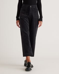 Do a throwback thing or make it feel modern. The options are open with our Organic Stretch Corduroy Cropped Wide Leg Pants, featuring a must-have silhouette with the comfort of cotton stretch. Black Wide Leg Corduroy Pants, Black Wide-leg Cropped Cotton Jeans, Black Corduroy Straight Leg Bottoms, Black Cropped Leg Pull-on Bottoms, Non-stretch Corduroy Pants, Cropped Wide Leg Pants, Silk Cami, Scarf Gift, Warm Brown