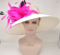 . 100% Sinamay, light and comfortable •Wide brim measure Appr 6.5" brim •The crown is decorated with feather flower. Very beautiful!! •Head girth is 22”-23.22",adjustable string inside can give you the best fit. •Great for Kentucky Derby, Church, Wedding, Tea Party or other special event . If you want to use different colors feathers tell me the color you need, I will change for you. 💃1. All hats will be sent from Rockville, MD, 20850, using FedEx Ground (1- 5 business days if the shipping box Church Wedding