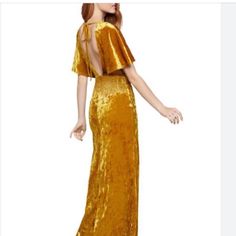 Brand New With A Tag Musztard Color 92% Polyester Gold Lace Dress, Gold Lace Dresses, Crushed Velvet Dress, Sleeveless Wrap Dress, Velvet Maxi Dress, Velvet Maxi, Ribbed Midi Dress, Gold Velvet, Maxi Dress Online