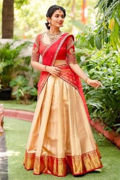 Pattu Half Saree, Half Silk Saree, Dress Patern, Saree With Price, Sari Lehenga, Langa Voni, Logo Makeup