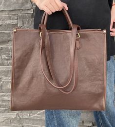 Women’s Italian Leather Work Tote – Vintage Style with Handheld, Shoulder & Crossbody