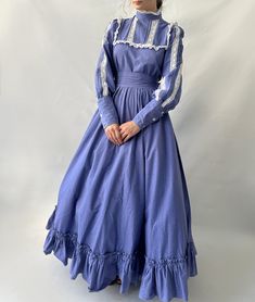 Absolutely stunning Laura Ashley dress. Very old and very rare! Condition: Great vintage condition for this type of dress, especially for the blue one (except the colour is very slightly uneven, also the sash is a bit paler (photo 9-10, less visible in real life), also there is a stain on skirt (photo 7, also less visible in real life than on photo) Brand: Laura Ashley Size: UK12 / EUR38 / USA10 Contact me if you need any additional information. 1890s Fashion, Modest Maxi, Laura Ashley Dress, Evolution Of Fashion, 1970s Dresses, Vintage Gowns, Dress Gown, Lace Crochet