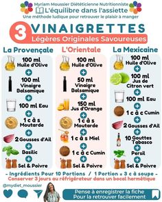 a poster with different types of ingredients in french