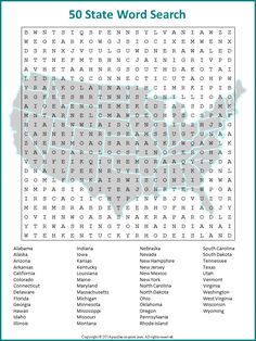 the 50 state word search map