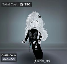 an animated image of a woman with long white hair and black clothes, holding a knife