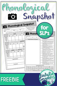 the phonological snapshot worksheet for slps is shown in blue and green