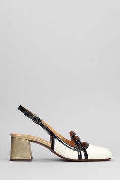 Vunai 44 Pumps in beige leather, square toe, sling back, mesh details, heel 65 mm, 100% leather, leather sole, Made in Spain | Chie Mihara Women's Vunai 44 Pumps in Beige Leather | SS24