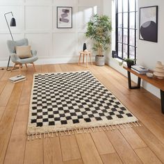 Vintage Checkered Multicolor Area Rug with Fringe – Contemporary Style – Multiple Sizes Hemp Material, Natural Living Room, Checkered Rug, Vintage Inspired Design, Neutral Colour Palette, Natural Living, Checkered Pattern, Neutral Color, Natural Rug