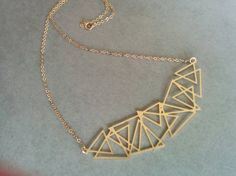 Triangle Necklace Gold Triangle Geometric Necklace Gold Juicy Jewelry, Gold Necklace Delicate, Triangle Jewelry, Hexagon Earrings, Dancing Diamond, Sculptural Jewelry, Dainty Diamond Necklace, Gold Triangle, Golden Triangle